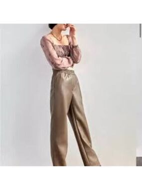 NWT Aritzia Wilfred Free Valerie Shitake Faux Leather Pants Size 6